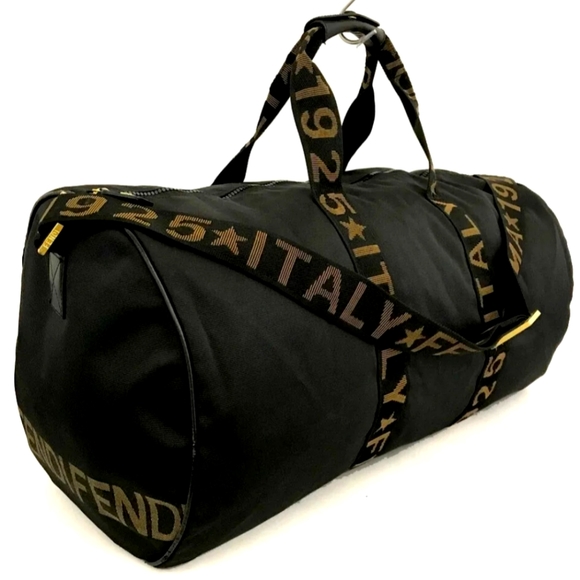 FENDI BLACK NYLON LEATHER 2 WAY TRAVEL HAND BAG/1A4261 - Picture 3 of 14